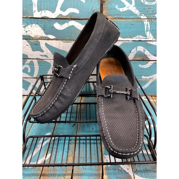 Cabani Mens Sz 45/11-11.5 Dark Gray Suede Slip On Moc Loafer Driving Shoe - Picture 1 of 11